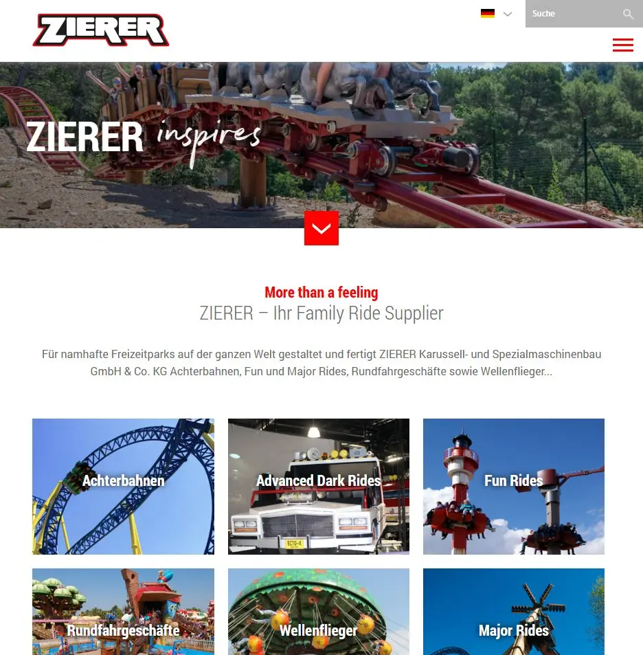 Screenshot Tablet Ansicht der Zierer Startseite