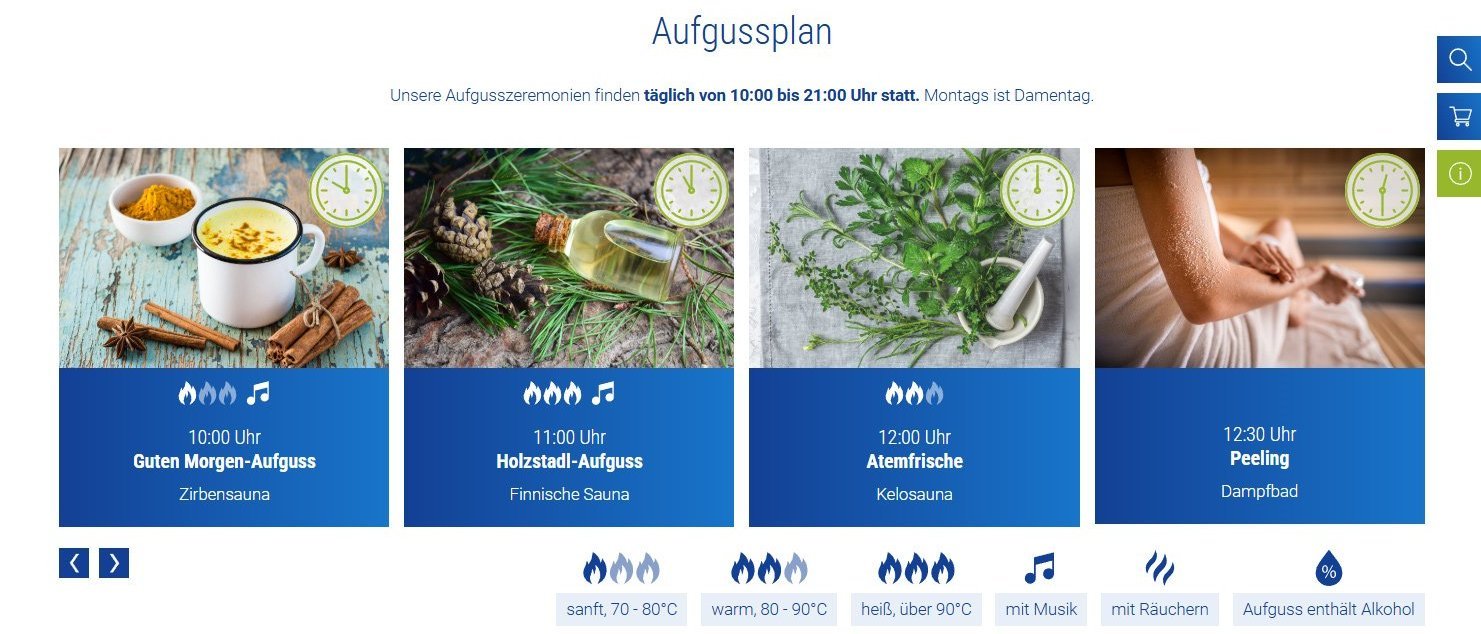 Screenshot des Westbad-Sauna Aufgussplans