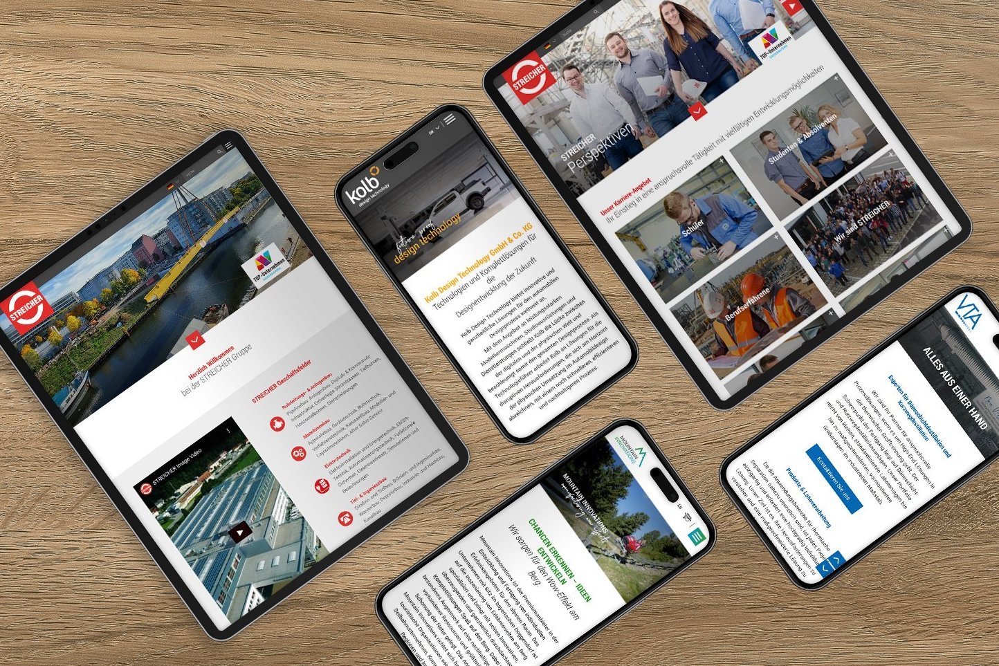 Mockup verschiedene Ansichten der Websites