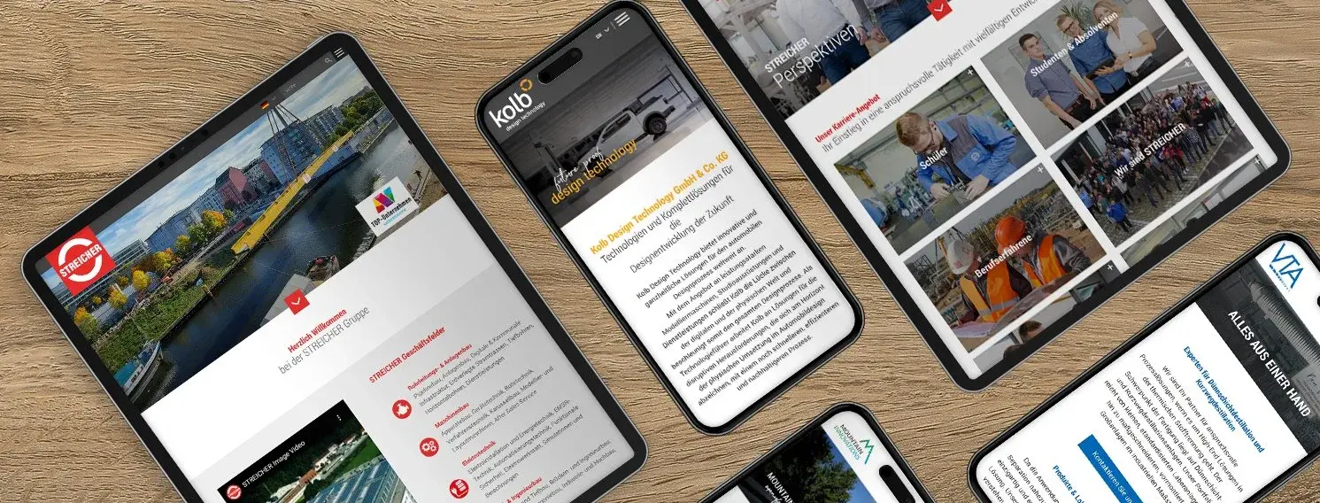 Mockup verschiedene Ansichten der Websites