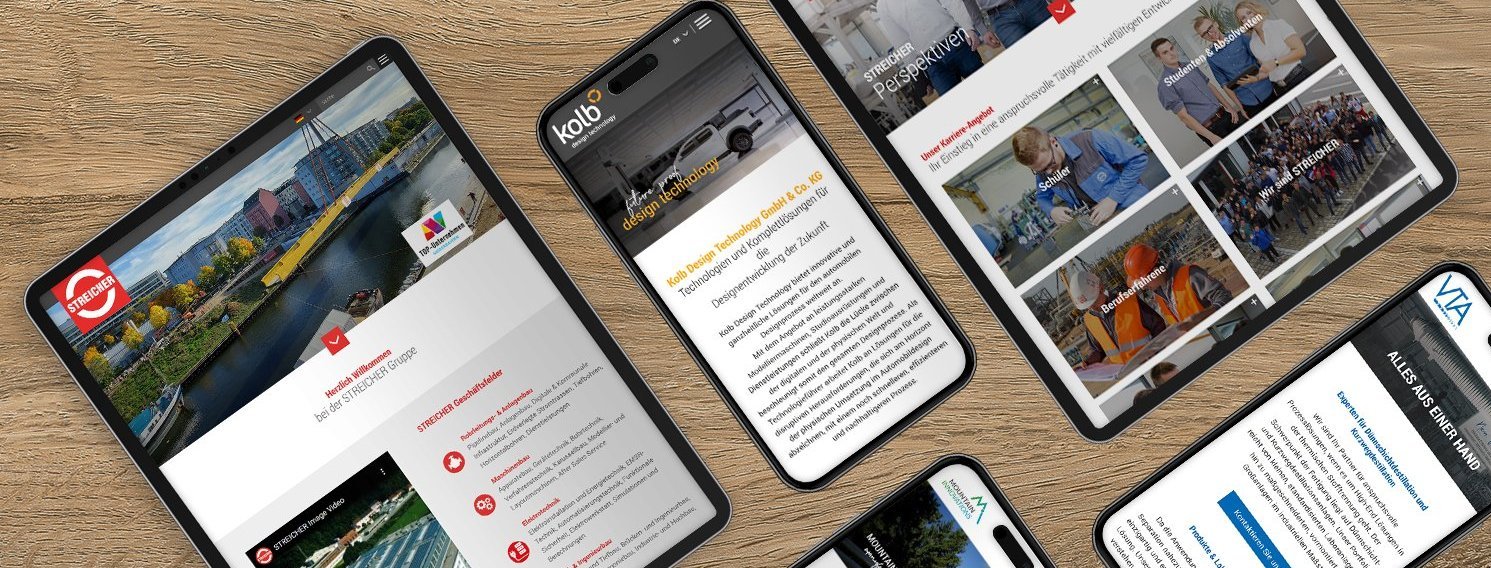 Mockup verschiedene Ansichten der Websites