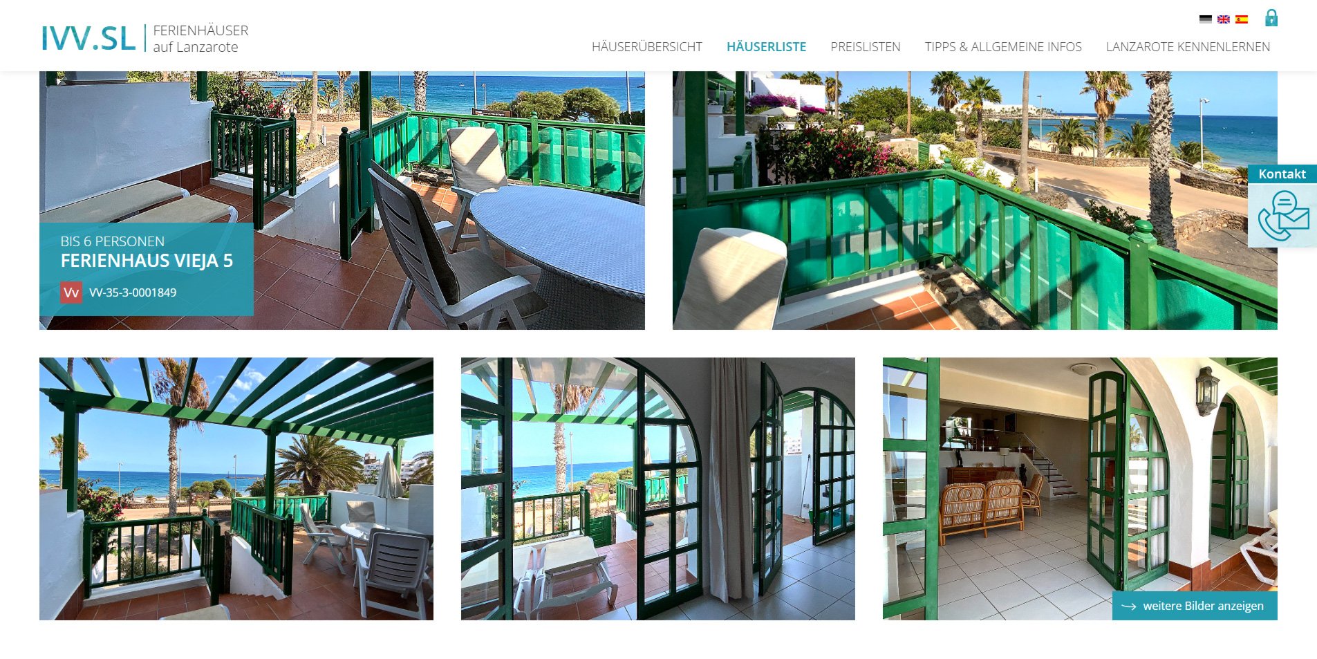 Screenshot der Detailansicht eines Ferienhauses