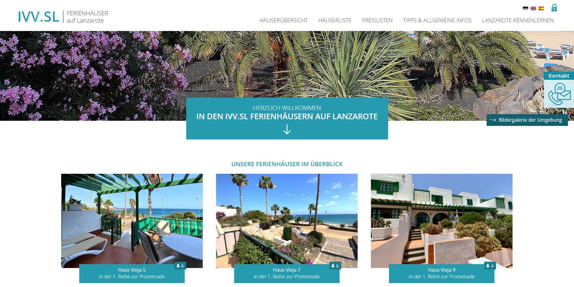 Screenshot der IVV.SL-Startseite mit Häuserübersicht