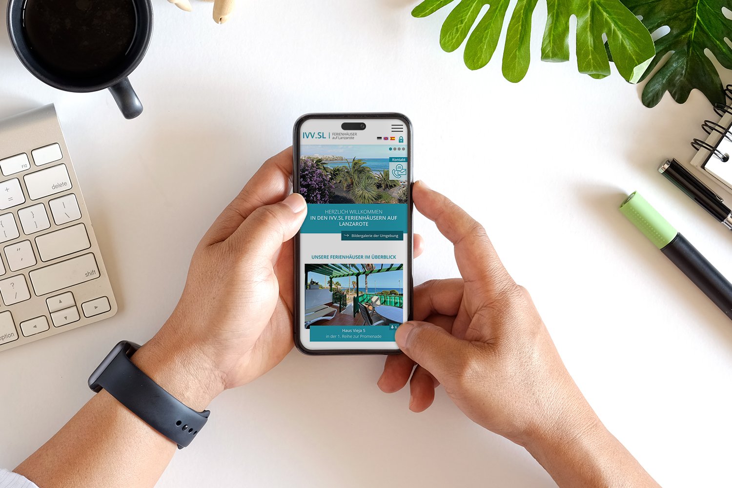 Mockup der IVV.SL-Startseite, Smartphone-Ansicht