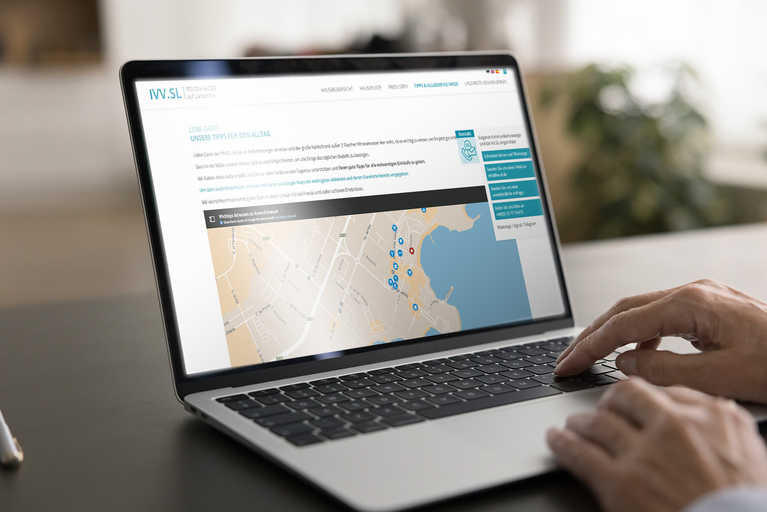 Mockup der IVV.SL-Website, Laptop-Ansicht