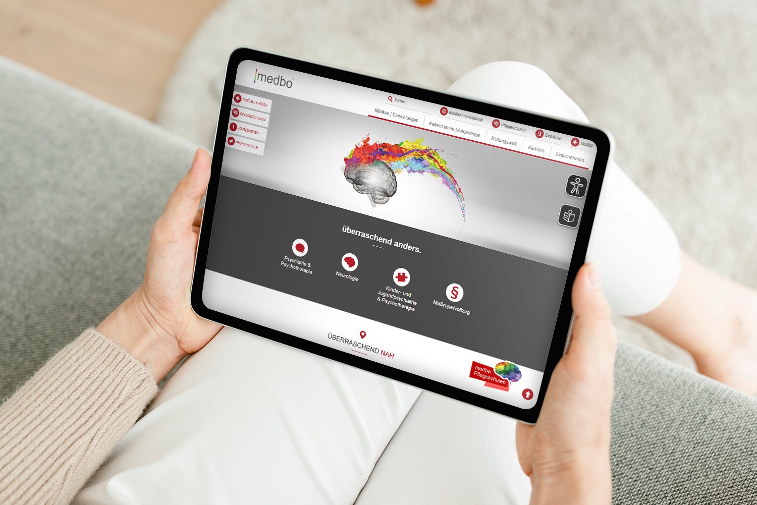 Mockup der Startseite der medbo Website