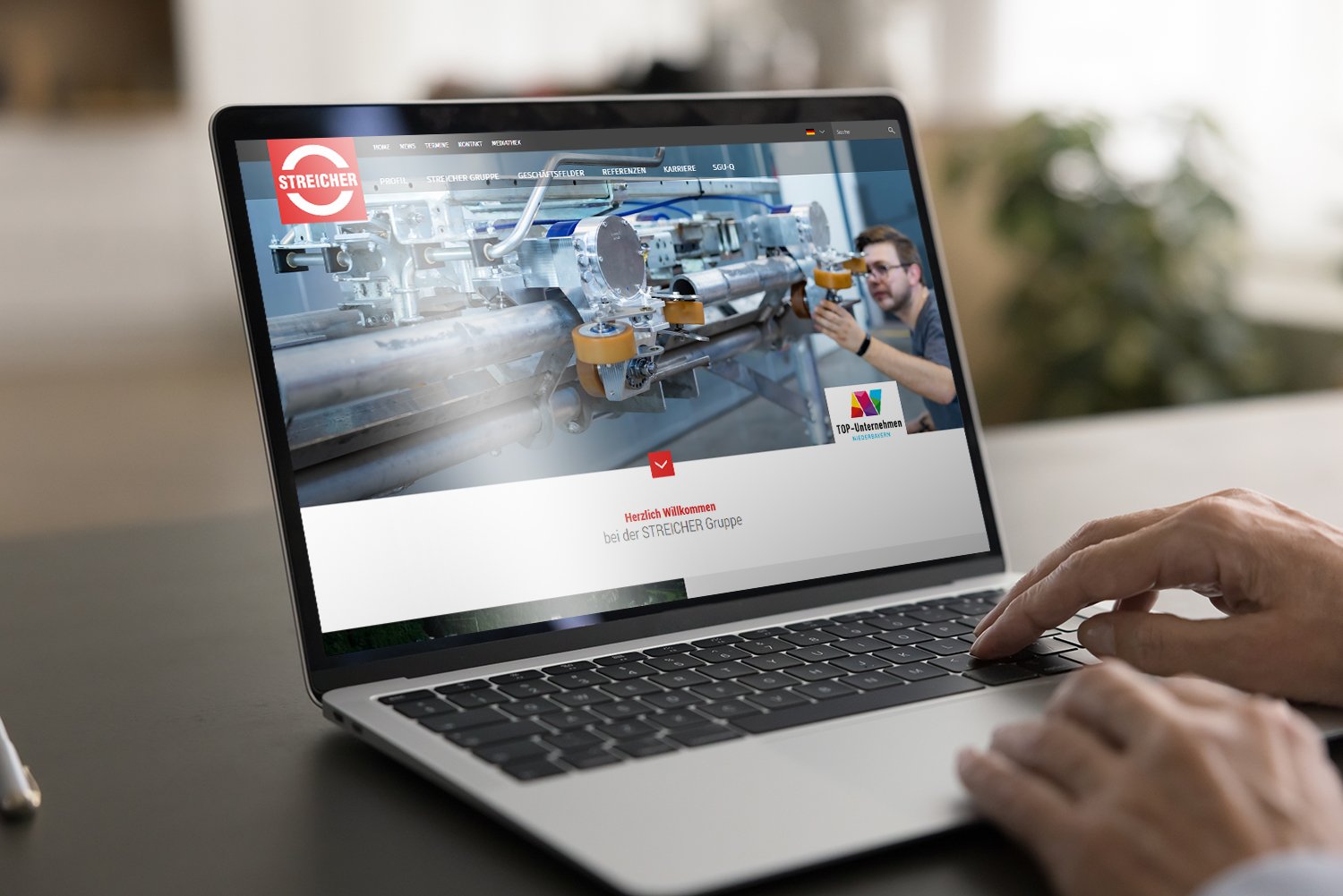 Mockup der Streicher.de Website