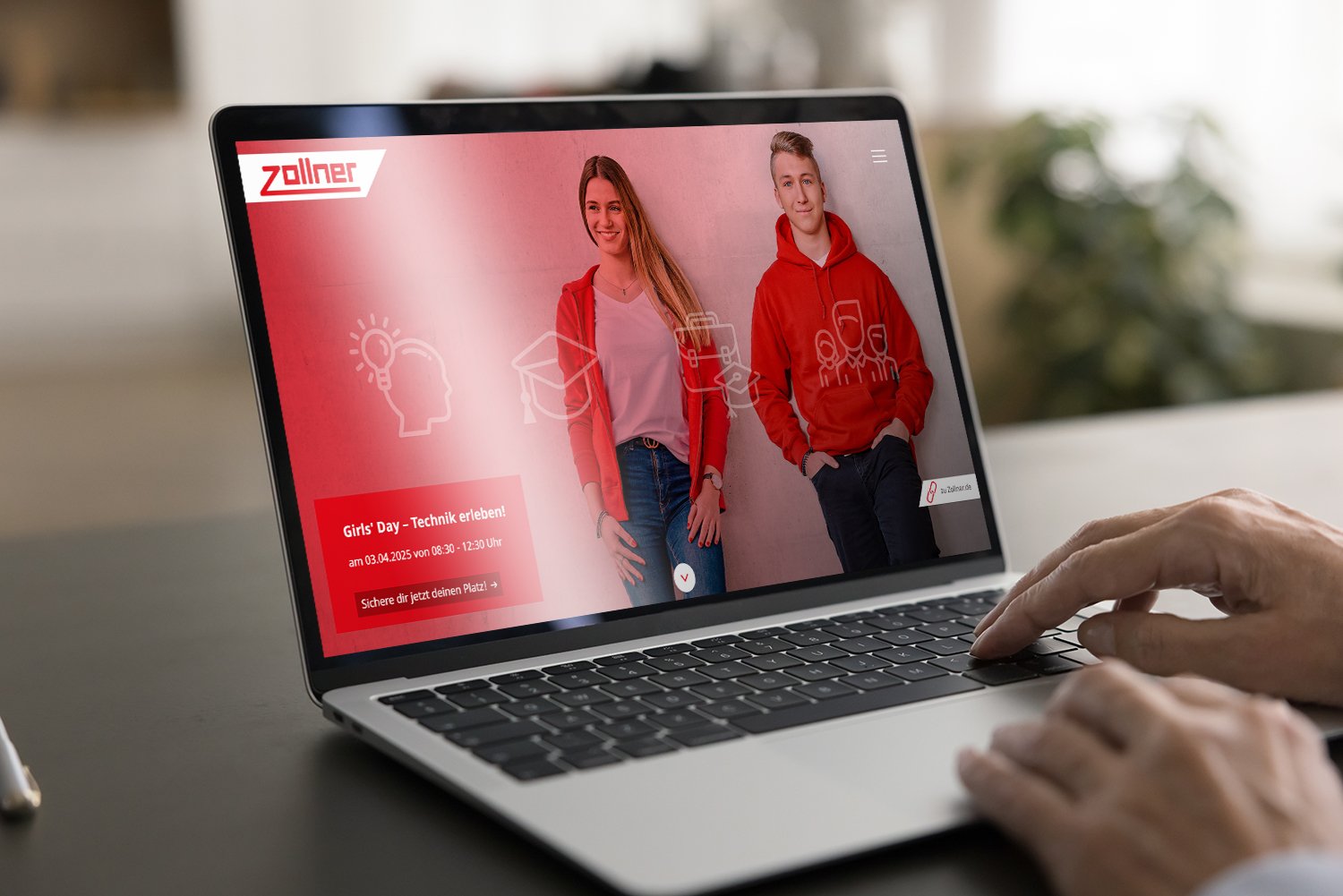 Mockup der Finde-deine-Berufung-Website, Laptop-Ansicht